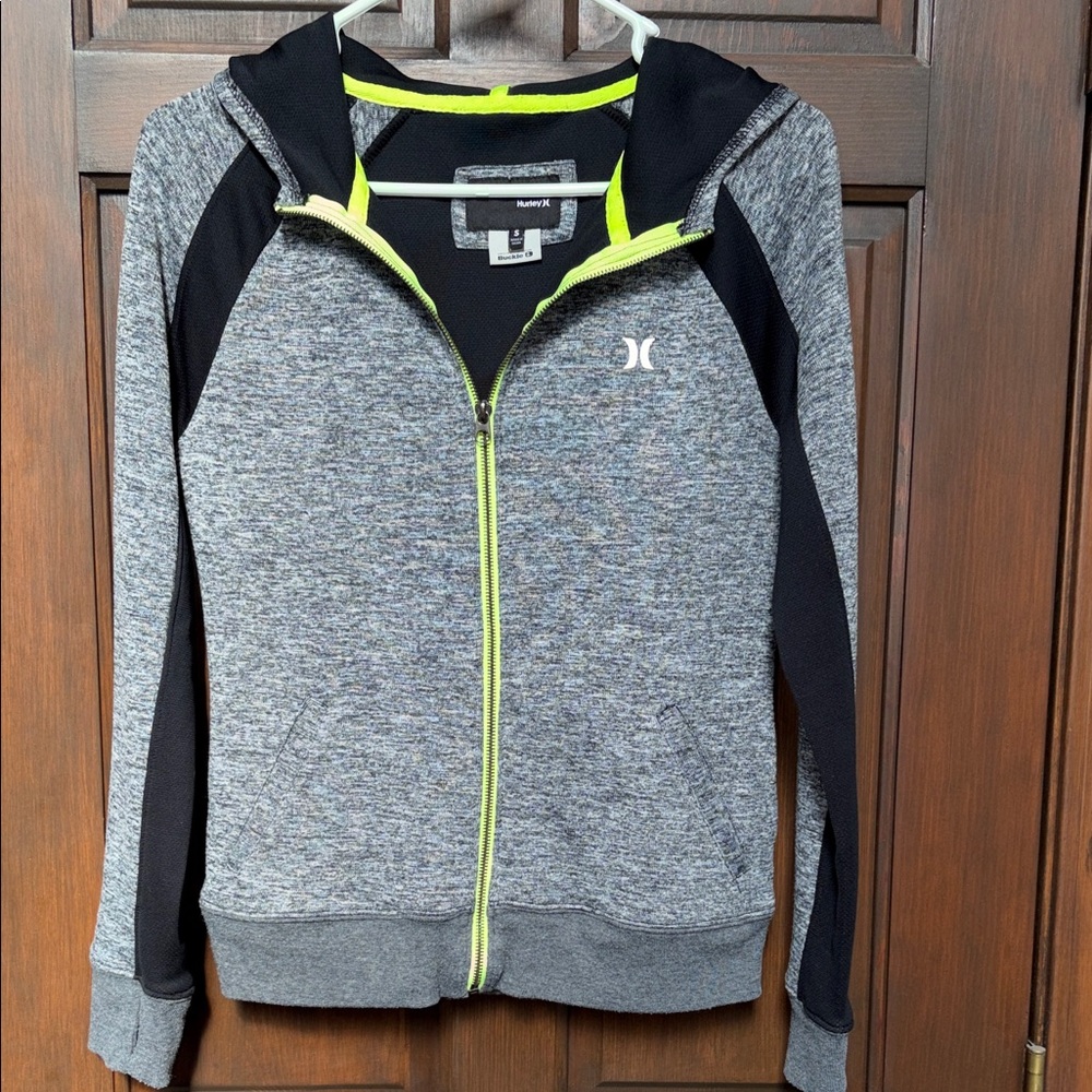 Hurley Women’s Gray and Black Hoodie PTP 17 1/2”